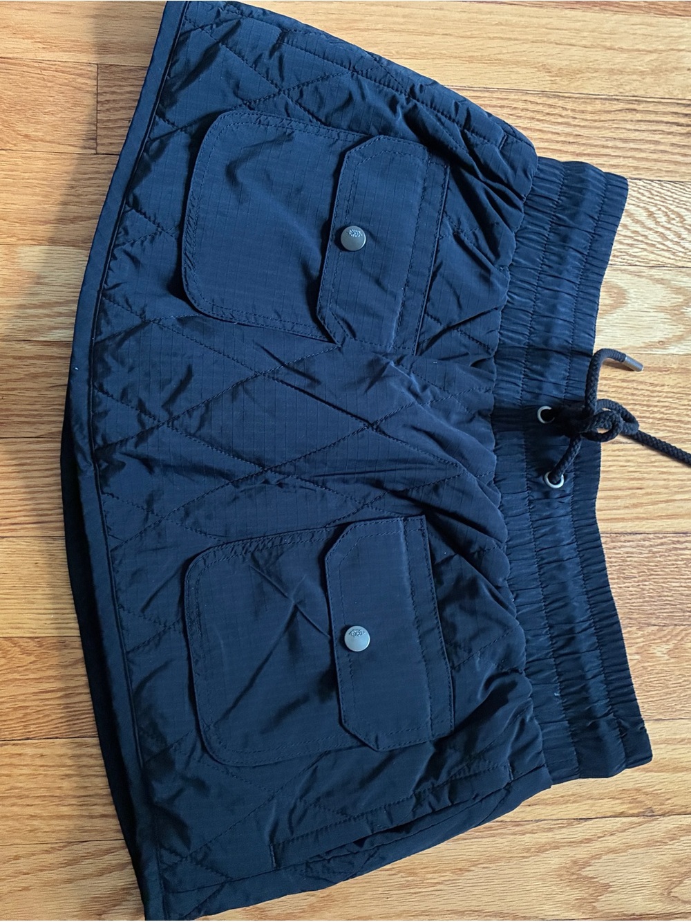 Free People Black Quilted Mini Skirt with Cargo Pockets